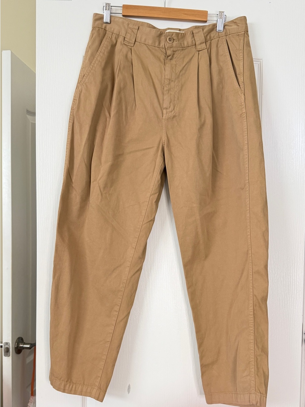 Madewell Women's Khaki Chino Pants Tan High Rise Relaxed Tapered Size 31